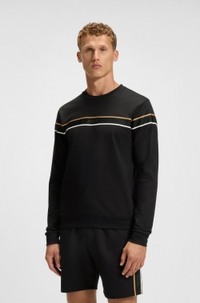 Cotton-terry sweatshirt with signature stripe