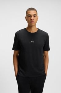 Stretch-cotton pyjama T-shirt with tape trims