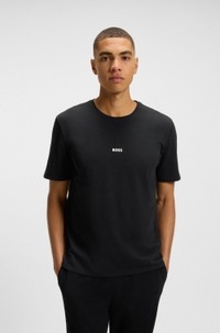 Stretch-cotton pyjama T-shirt with tape trims