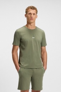 Stretch-cotton pyjama T-shirt with tape trims