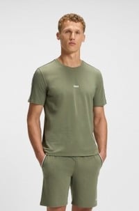 Stretch-cotton pyjama T-shirt with tape trims