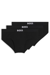 Three-pack of stretch-cotton briefs with logo waistbands