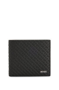 Monogram-structure wallet with logo trim