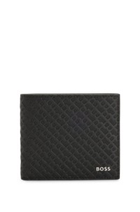 Monogram-structure wallet with logo trim