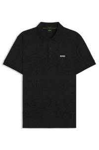 Stretch-cotton polo shirt with all-over print