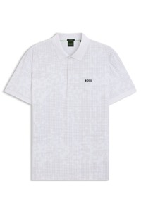 Stretch-cotton polo shirt with all-over print