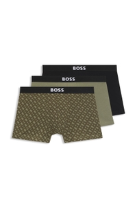 Three-pack of stretch-cotton trunks with logo waistbands