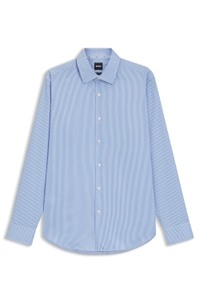Regular-fit shirt in easy-iron striped cotton satin