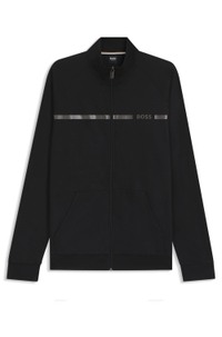 Cotton-terry jacket with stripe and logo