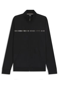 Cotton-terry jacket with stripe and logo