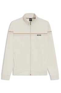 Zip-up jacket in cotton terry with tape trims