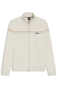 Zip-up jacket in cotton terry with tape trims