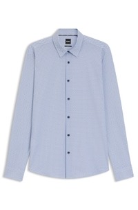 Slim-fit shirt in printed performance-stretch jersey