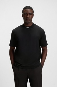 Relaxed-fit T-shirt in stretch cotton with logo collar