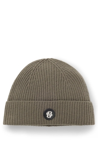 Wool-cashmere beanie hat with Double B monogram