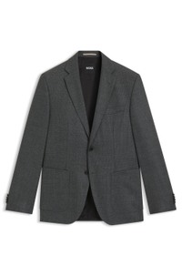 Regular-fit blazer in patterned virgin wool