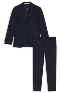 Two-piece regular-fit suit in patterned stretch fabric