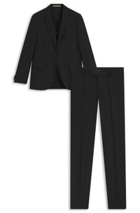 Three-piece slim-fit suit in patterned virgin wool