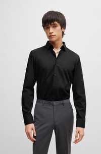 Slim-fit shirt in easy-iron cotton poplin