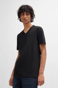 Two-pack of V-neck T-shirts in stretch cotton