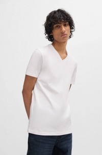 Two-pack of V-neck T-shirts in stretch cotton