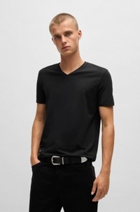 Two-pack of V-neck T-shirts in stretch cotton