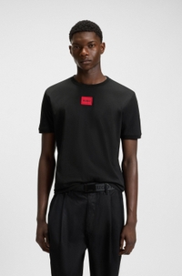 Cotton-jersey T-shirt with logo label
