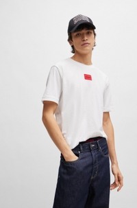 Cotton-jersey T-shirt with logo label