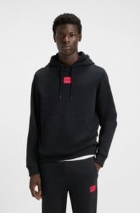 Cotton-terry hoodie with red logo label