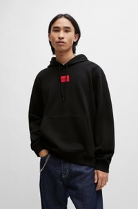 Cotton-terry hoodie with red logo label