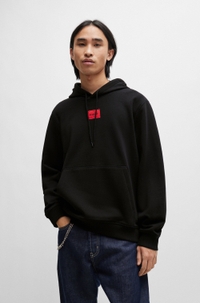 Cotton-terry hoodie with red logo label