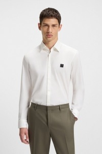 Slim-fit shirt in stretch cotton with stacked logo