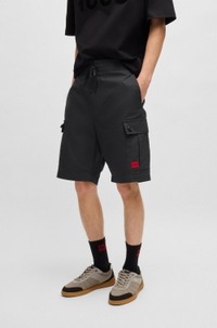 Structured-cotton shorts with red logo label