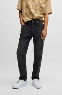 Regular-fit jeans in dark-grey denim