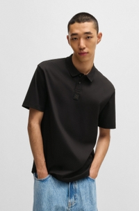 Interlock-cotton polo shirt with stacked logo