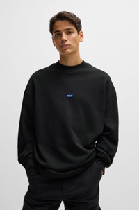 Cotton-terry sweatshirt with blue logo patch