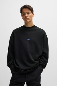 Cotton-terry sweatshirt with blue logo label