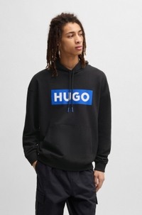 Regular-fit hoodie in cotton terry with logo print