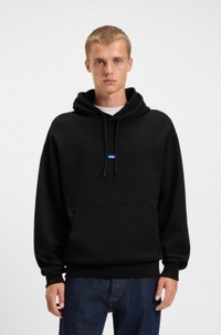 Cotton-terry hoodie with blue logo label