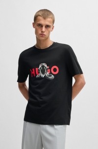 Oversized-fit T-shirt in cotton with animal graphic