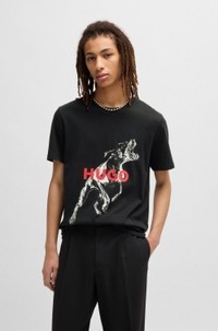 Oversized-fit T-shirt in cotton with animal graphic