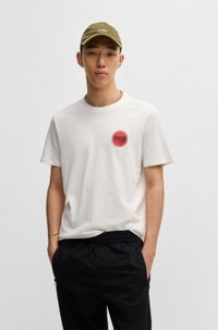 Cotton-jersey T-shirt with racing logo print