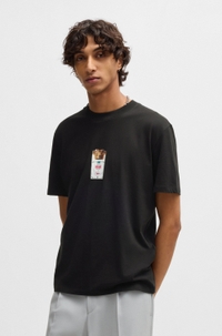 Cotton-jersey T-shirt with cigarette-packet print