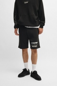 Cotton-blend shorts with racing print