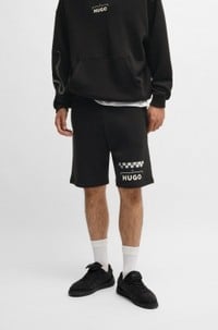Cotton-blend shorts with racing print