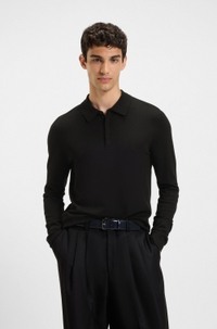 Slim-fit knit polo with rear logo