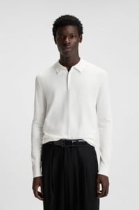 Slim-fit knit polo with rear logo
