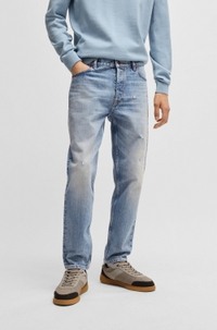 Tapered-fit jeans in blue rigid denim