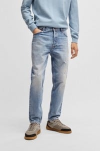 Tapered-fit jeans in blue rigid denim