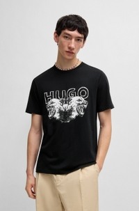 Cotton-jersey T-shirt with logo and animal graphic